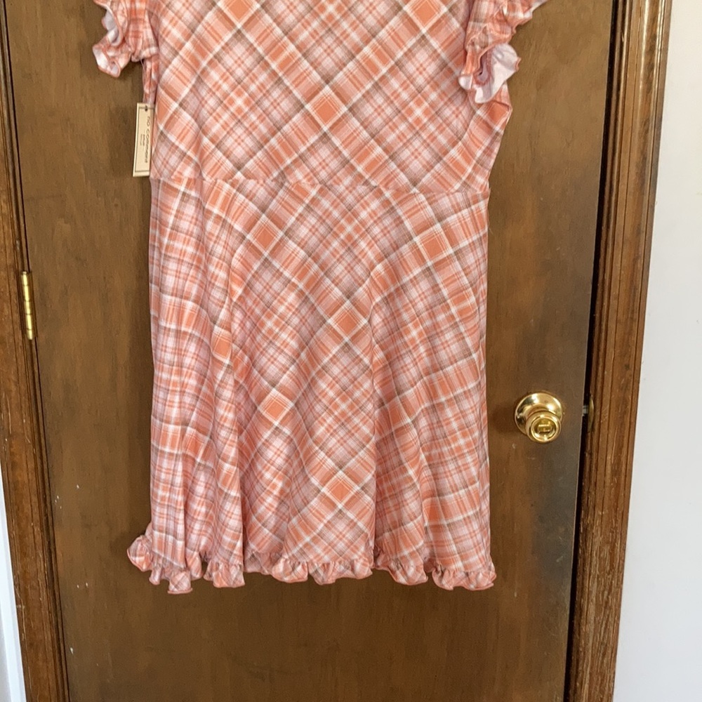 plaid print ruffle detail faux wrap dress w stretch 2X jrs - Picture 10 of 17